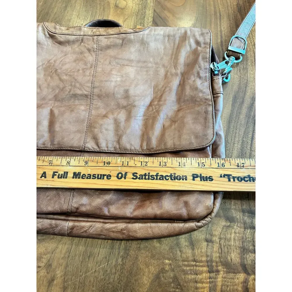 Genuine Leather brown messenger bag office tote briefcase very soft leather